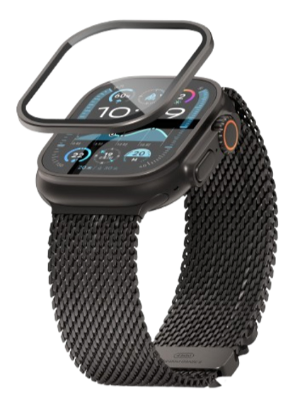 حماية شاشة لساعة Apple Watch Ultra / Ultra 2 من ليزل بحواف تيتانيوم مقاس 49 مم|أسود حماية شاشة لساعة Apple Watch Ultra / Ultra 2 من ليزل بحواف تيتانيوم مقاس 49 مم|أسود